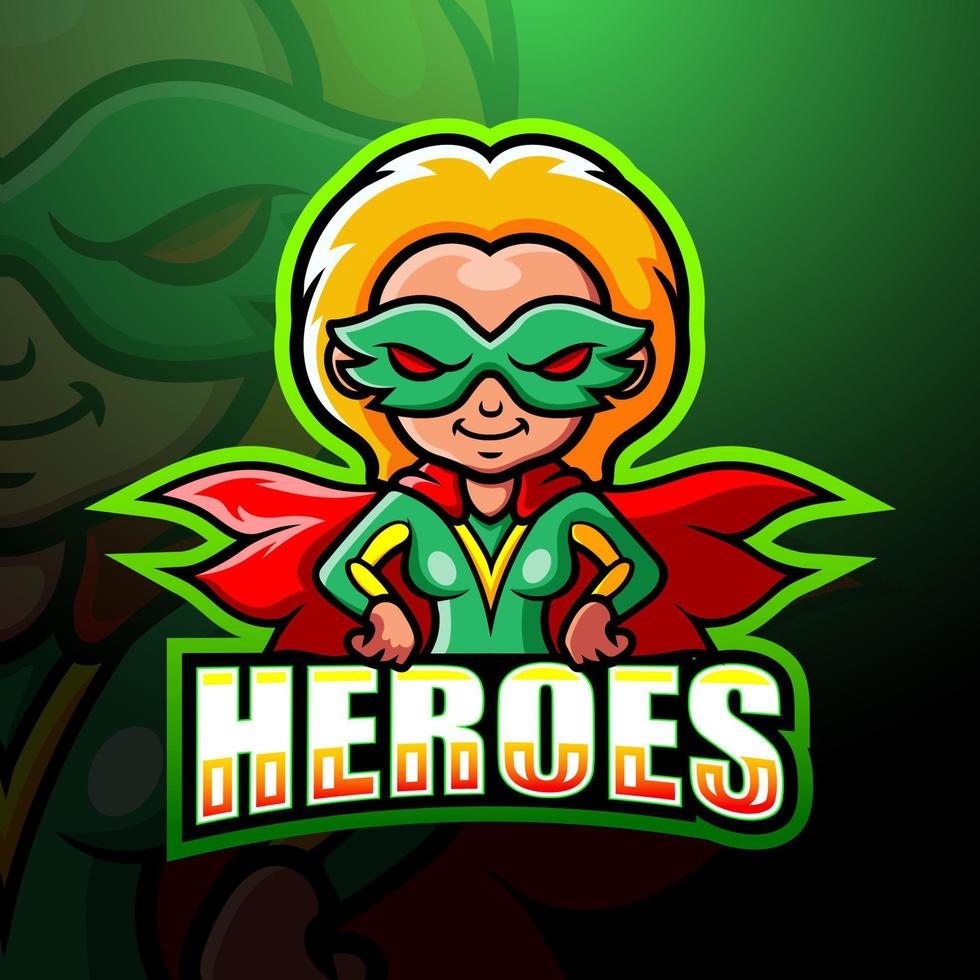 design de logotipo de esporte de mascote de super-herói vetor