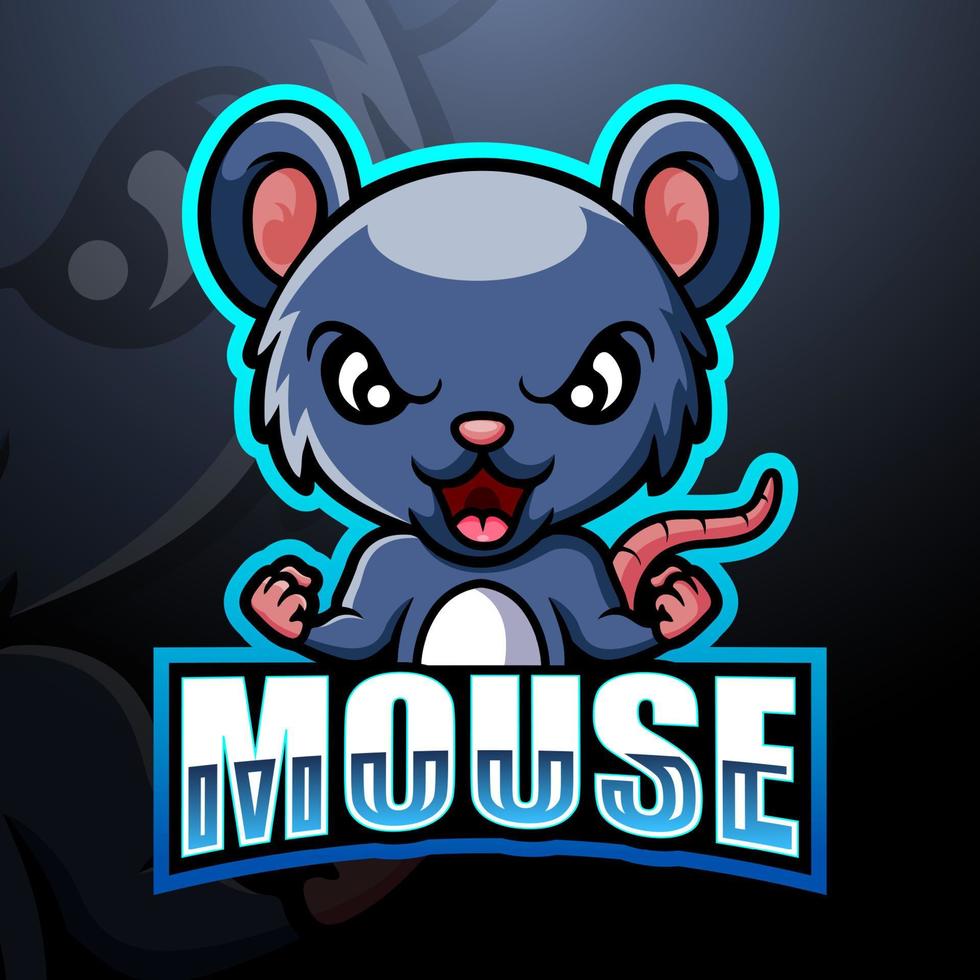 design de logotipo de esport de mascote de rato vetor