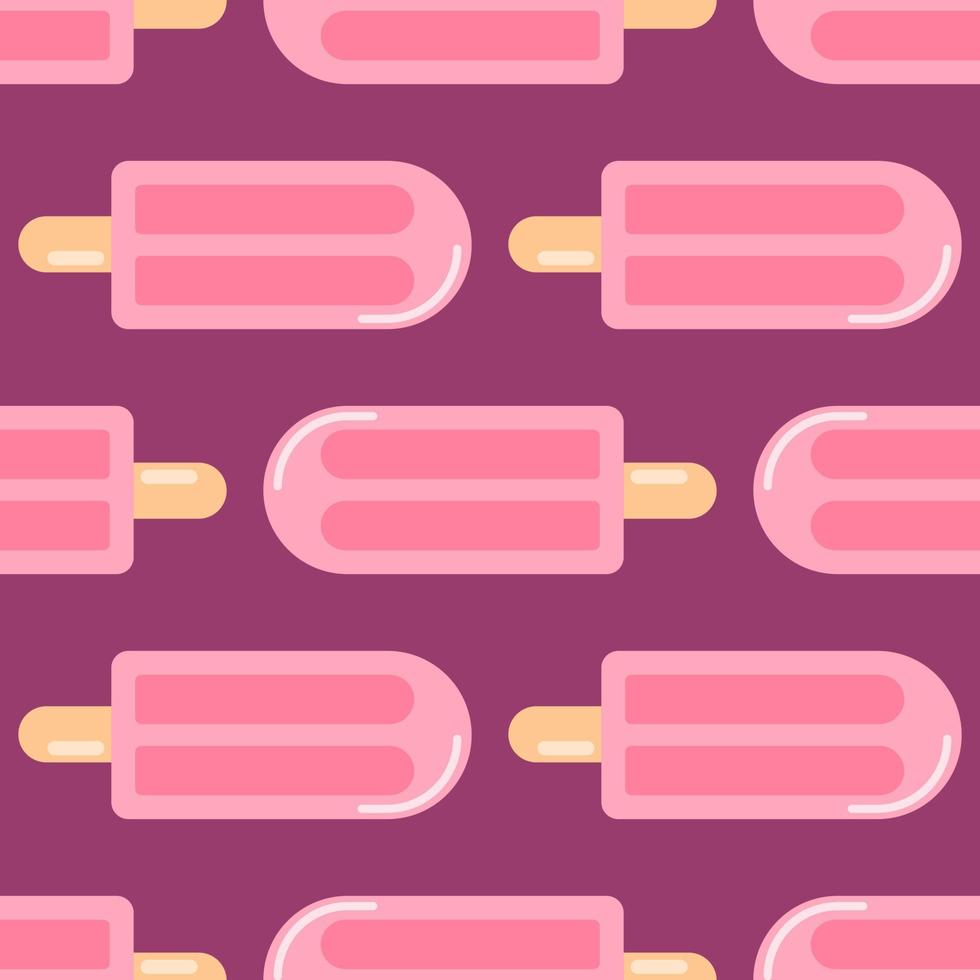 padrão sem emenda de comida brilhante com gelo de frutas nas cores rosa. fundo roxo. design criativo minimalista. vetor