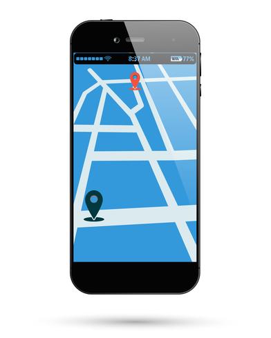 Localização do mapa de smartphones vetor