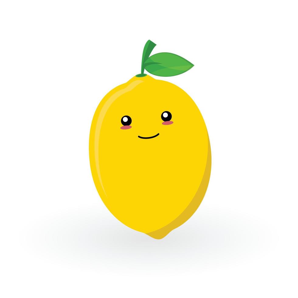 ilustração de desenho animado 2d de fruta limão fofo vetor