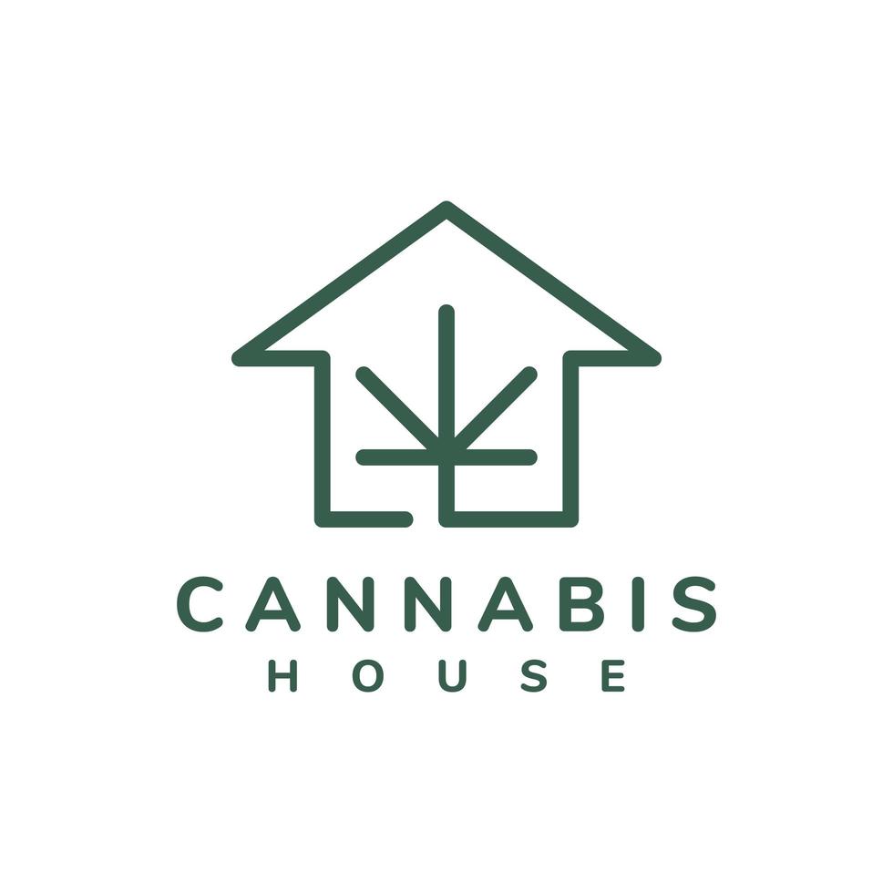 design de logotipo de linha de casa de cannabis vetor
