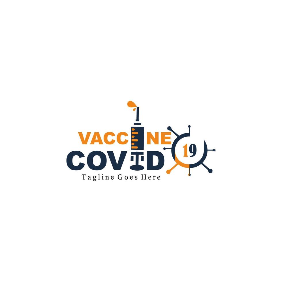 logotipo de seringa de design simples para vacina de prevenção de vírus corona vetor