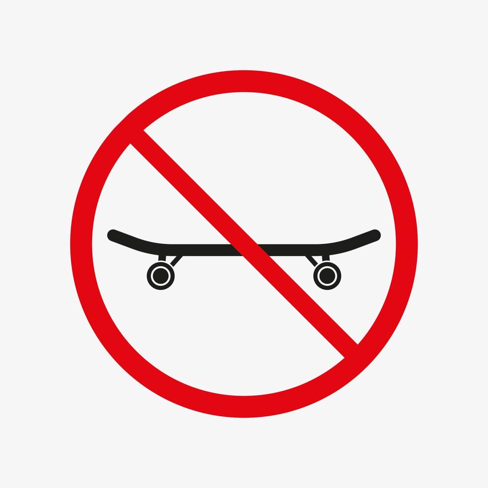 ícone de vetor de proibição de skate. nenhum sinal de skate isolado no fundo branco.