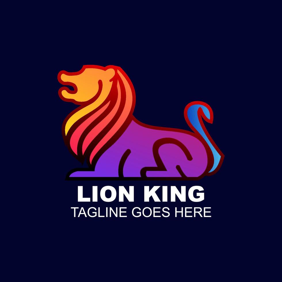 ilustração vetorial de logotipo elegante de rei leão colorido vetor