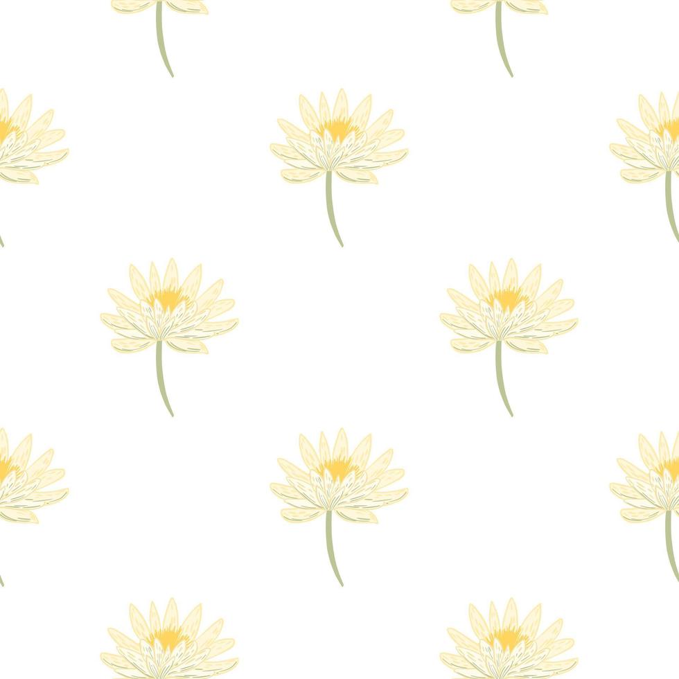 isolado bonito padrão de flora sem costura com elementos de flores margaridas coloridas brancas. fundo branco. vetor