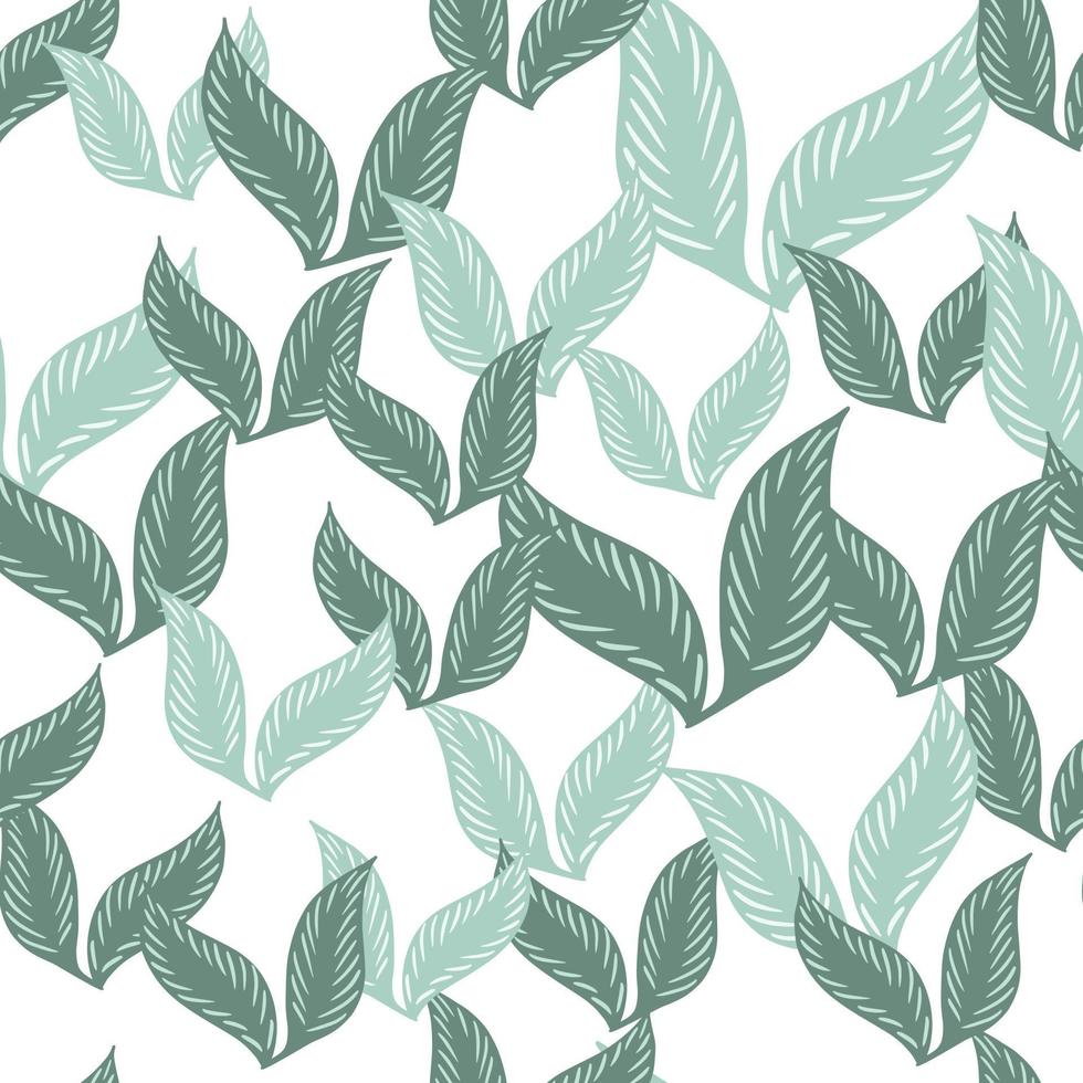 doodle padrão sem emenda de estilo floresta com elementos de folha sazonal aleatória azul isolado. fundo branco. vetor