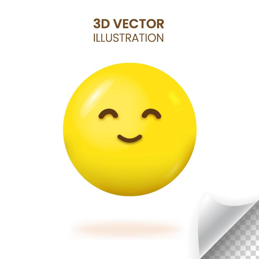 3D render emoji fofo sorrindo vetor