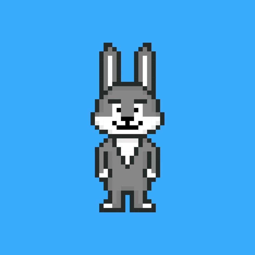 personagem de coelho no estilo pixel art vetor