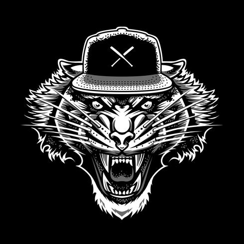 Tigre rugindo em arte de vetor de snapback