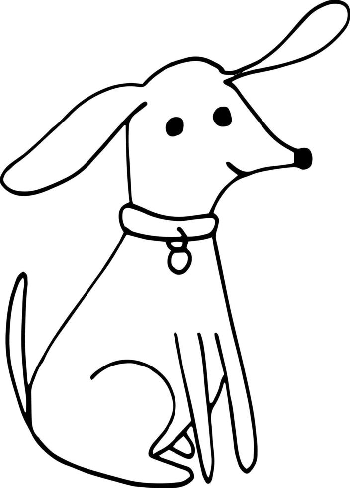 ícone de cachorro. doodle desenhado à mão. , escandinavo, nórdico, minimalismo monocromático animal de estimação fofo engraçado vetor