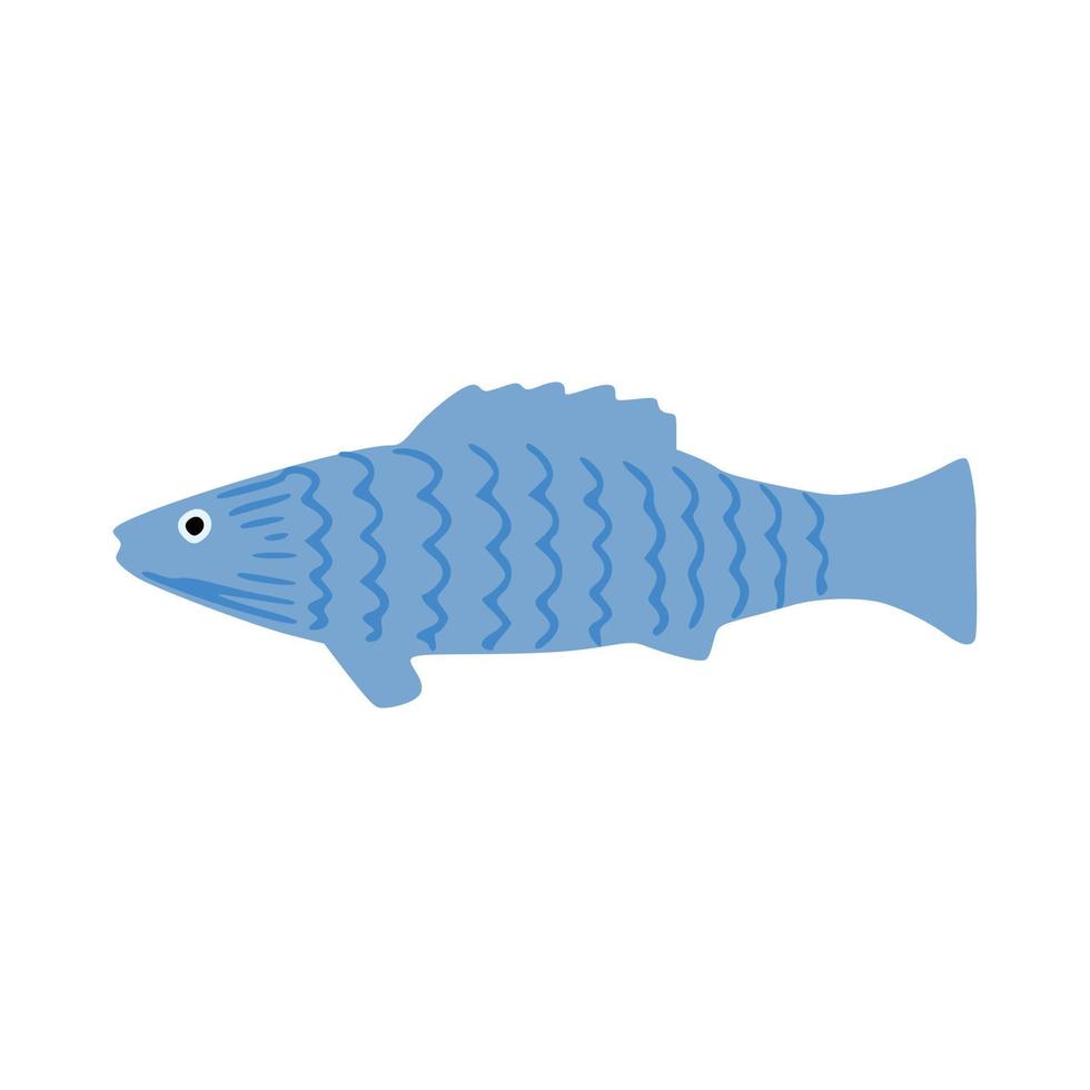 peixe pequeno isolado no fundo branco. desenho animado azul bonito vetor