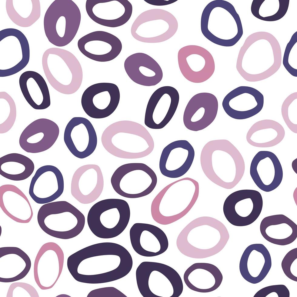 isolado simples padrão sem emenda com figuras de anéis de círculo. ornamento geométrico em tons de roxo e lilás sobre fundo branco. vetor