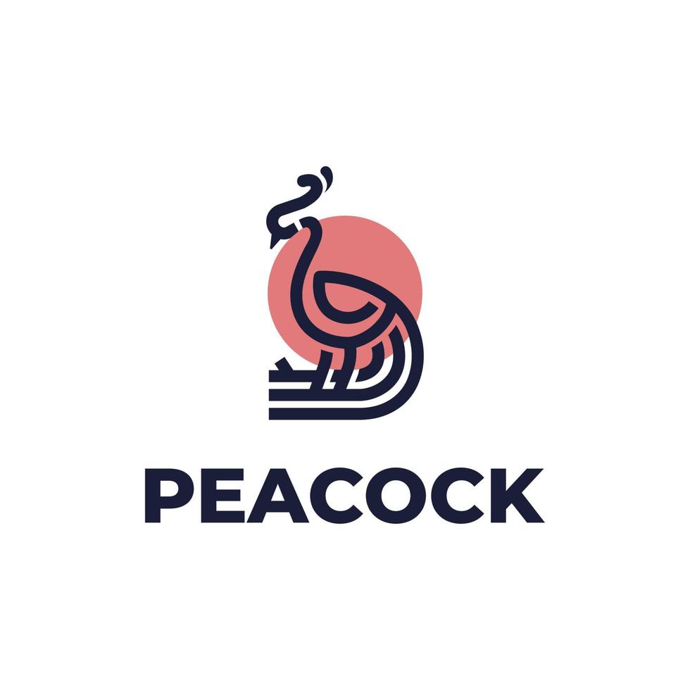 design de logotipo de estilo de linha de pavão elegante limpo vetor