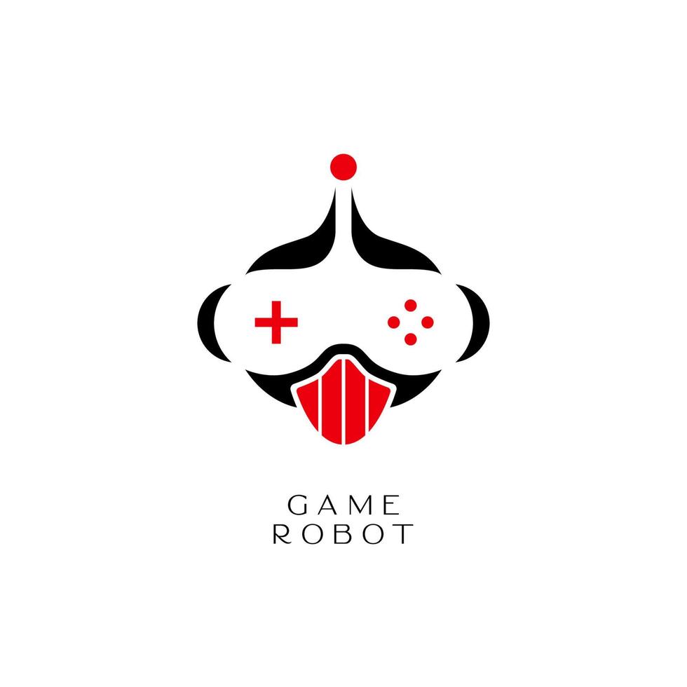 robô jogo logotipo design minimalista ilustração vetorial. jogador de logotipo de mascote robótico. logotipo de esports de robô vetor