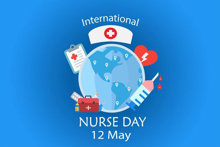 Dia internacional da enfermeira em maio de cada ano design por vetor no conceito de tom de tonalidade