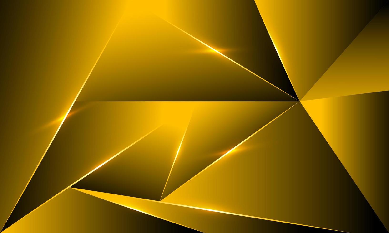 abstratos triângulos de polígono dourado forma de fundo com linha dourada e estilo de luxo de efeito de iluminação. ilustração vetorial design conceito de tecnologia digital. vetor