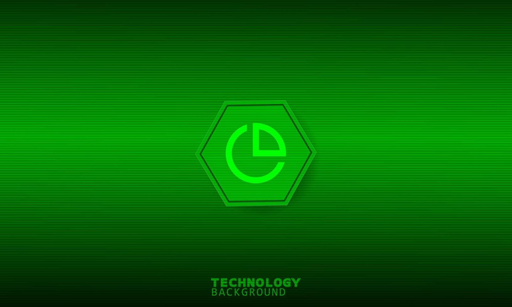 ícone de gráfico em hexágono verde com fundo verde. vetor