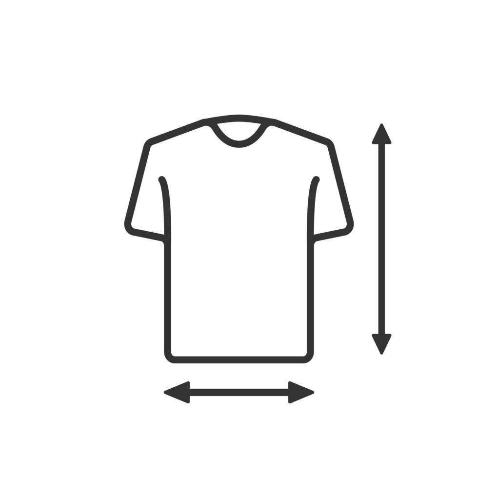 ícone de linha de tamanho de camiseta. roupas unissex. símbolo de seta. vetor