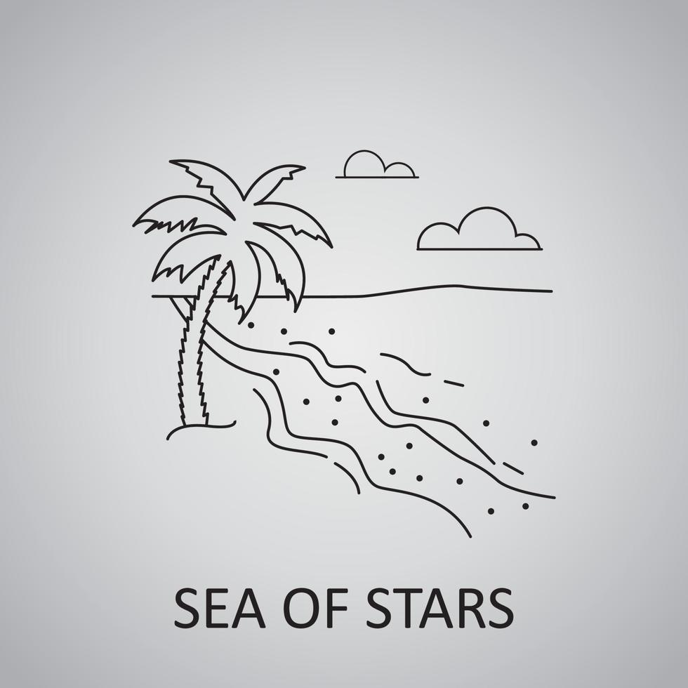 ilha de vaadhoo, maldivas. ícone do mar de estrelas vetor