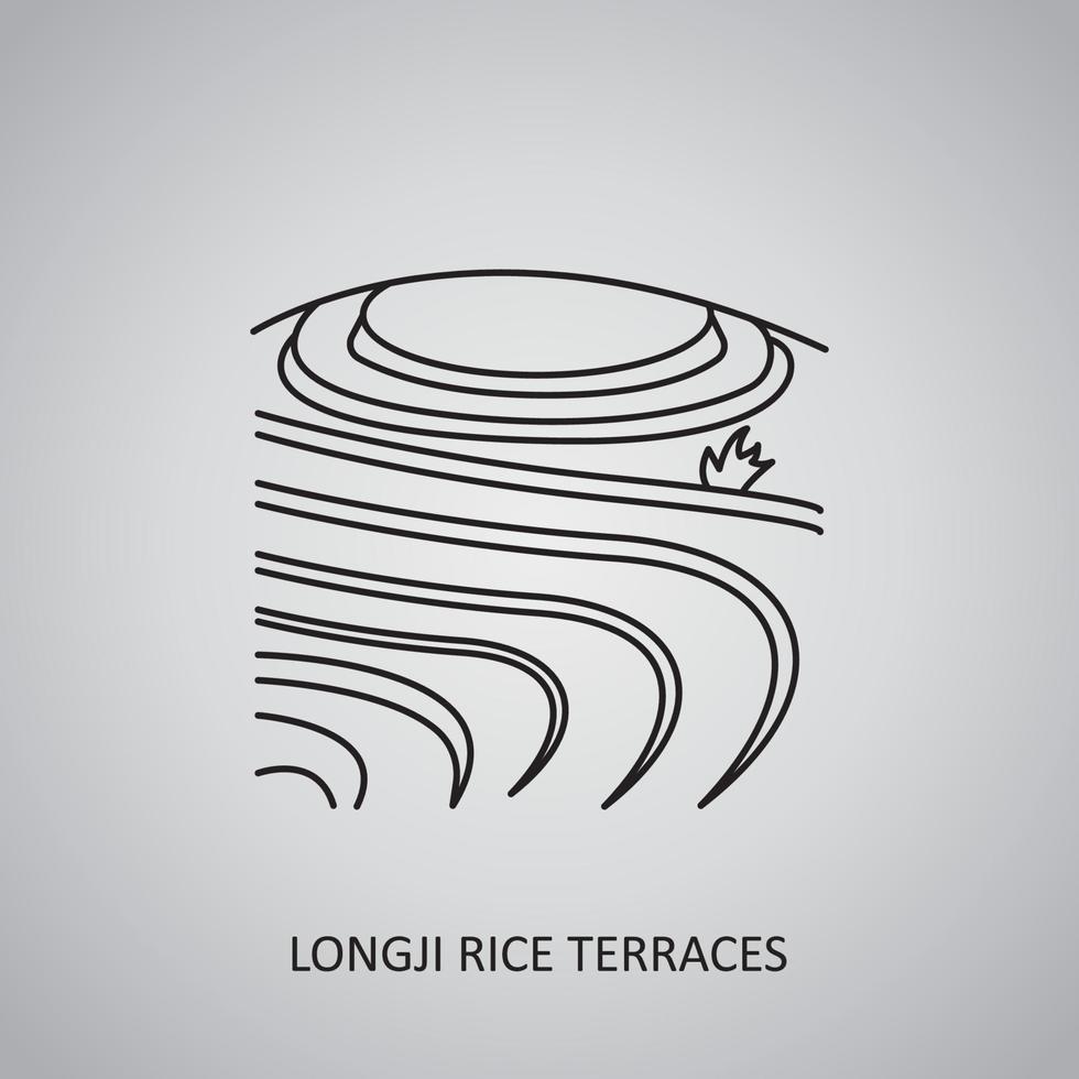 ícone do terraço de arroz. campos de terraço de arroz longji da china vetor