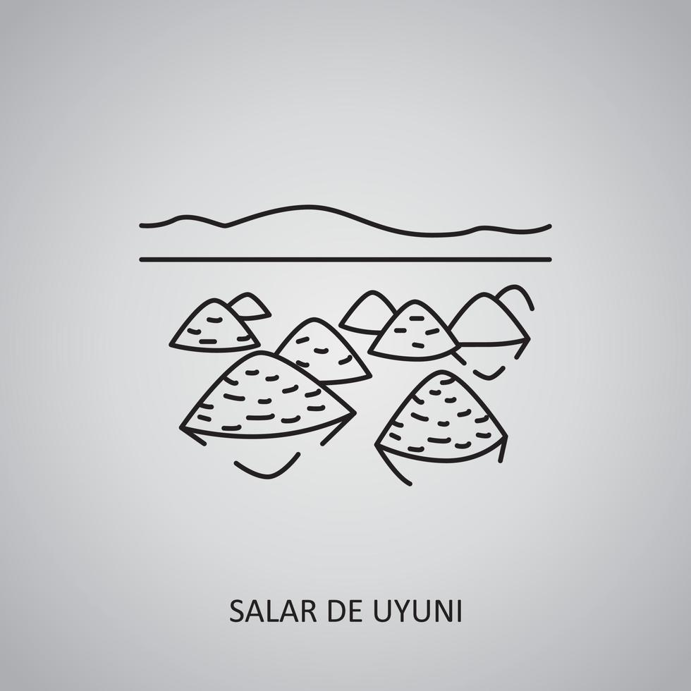 ícone de salar de uyuni em fundo cinza. bolívia, uyuni. ícone de linha vetor