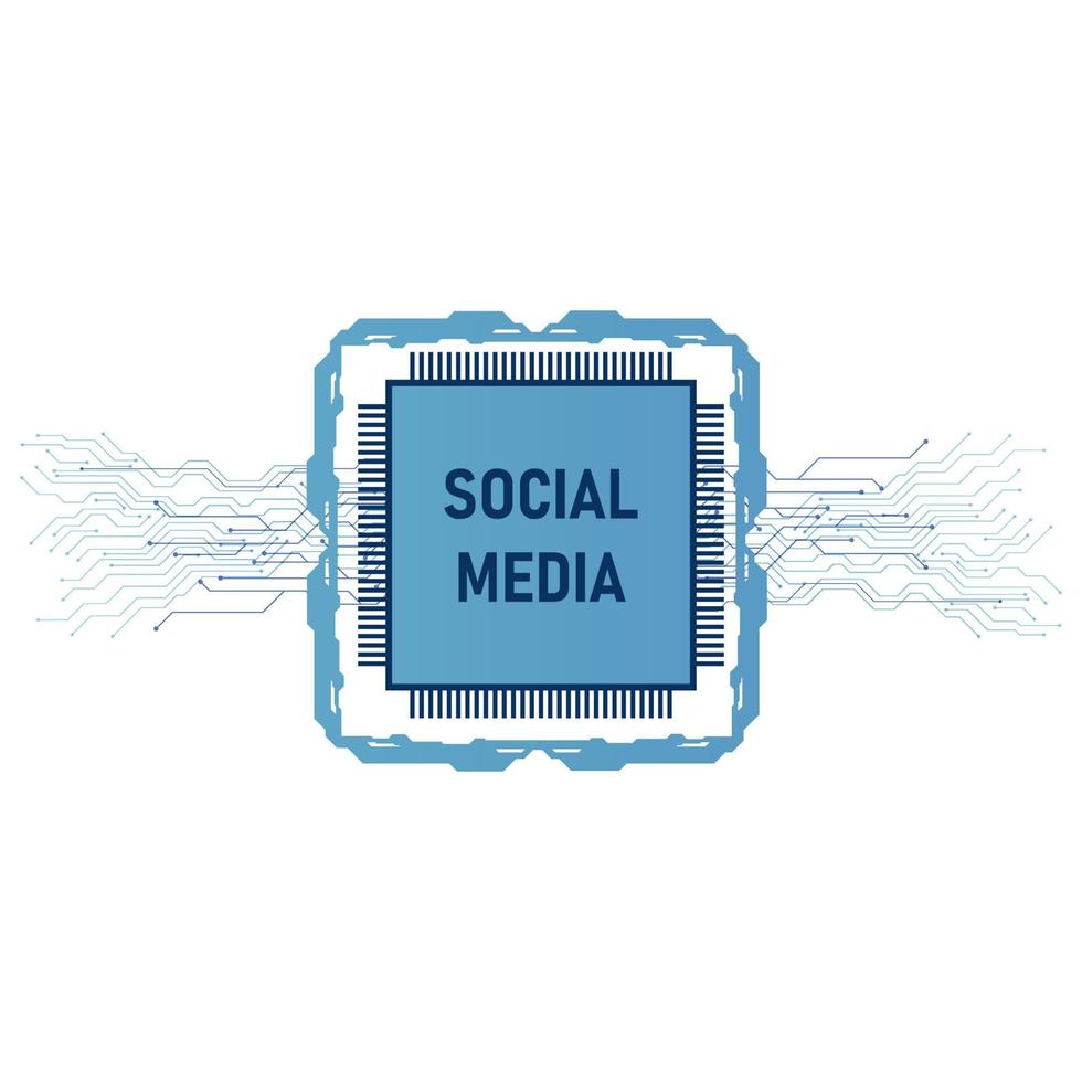 ícones de mídia social de chip de tecnologia. chip processador para web vetor