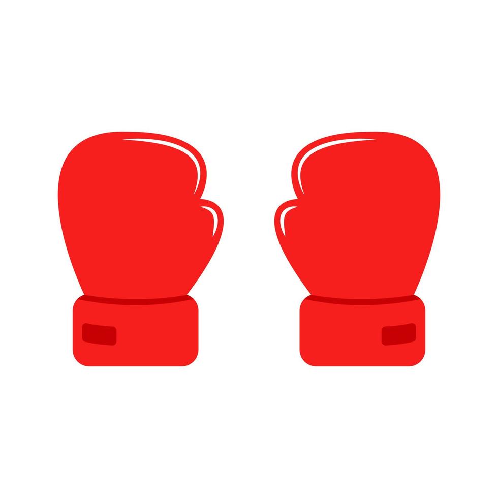 desenhos animados duas luvas vermelhas para boxe. ícone plano. luvas de boxe casal vetor