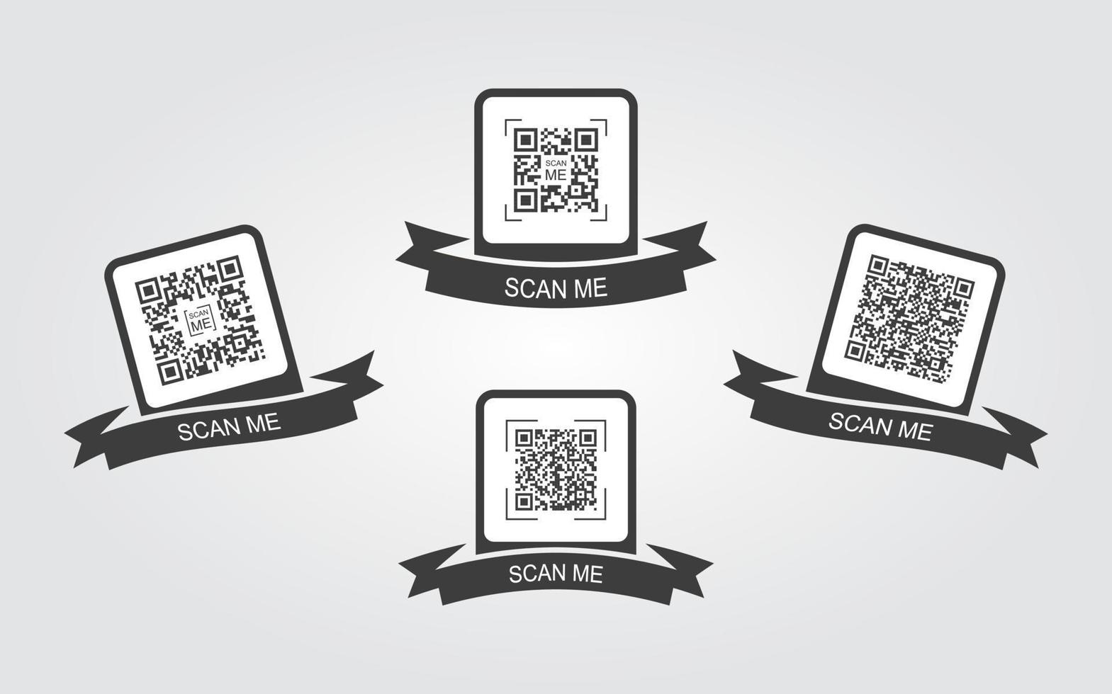 ícone de código qr do conceito criativo de coleção. escaneie-me. quadro com fita para código qr. vetor