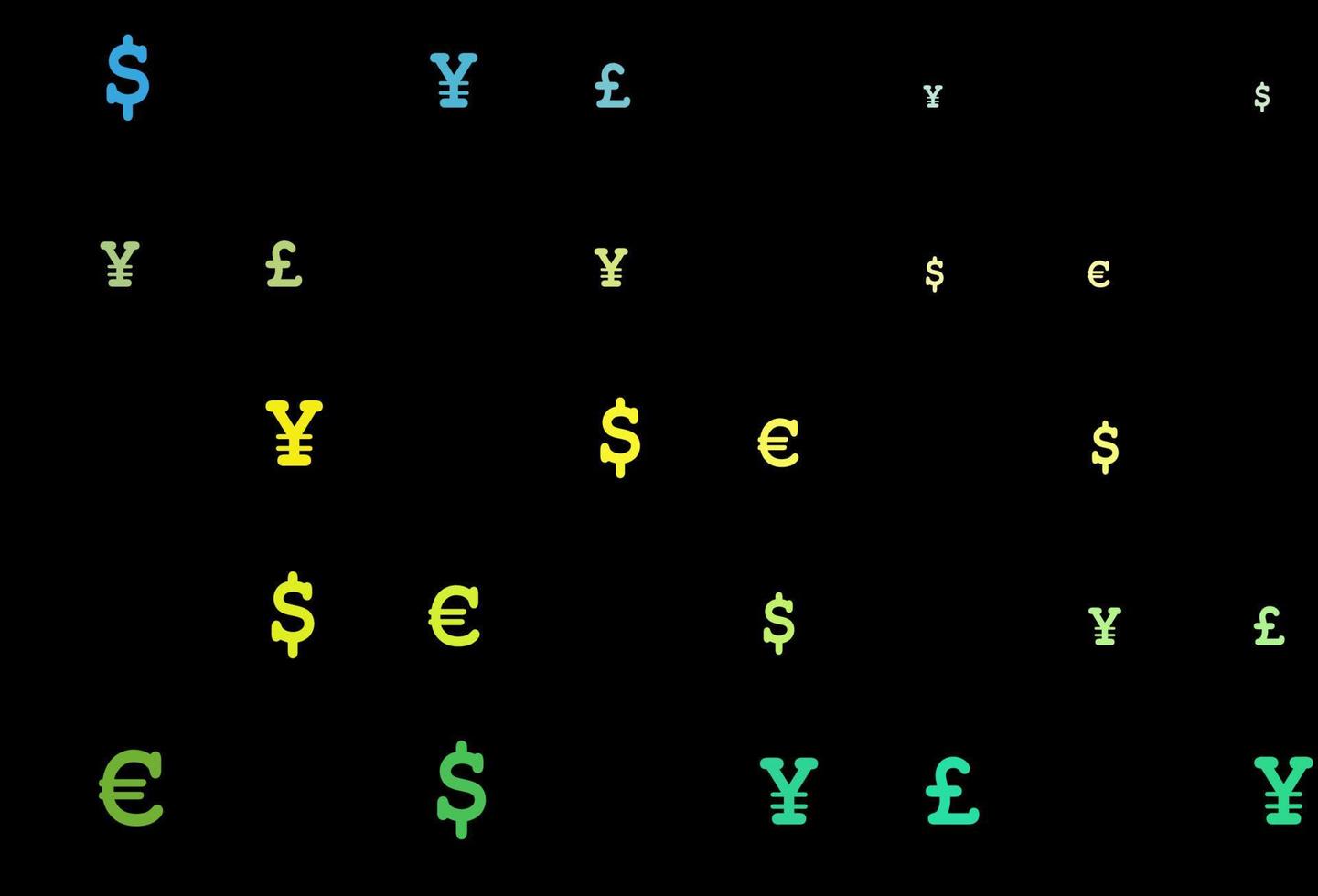 textura de vetor azul escuro, amarelo com símbolos financeiros.