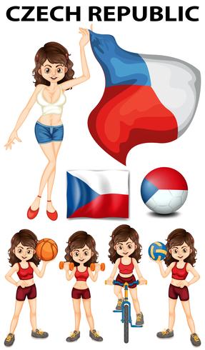 Bandeira da República Checa e muitos esportes vetor