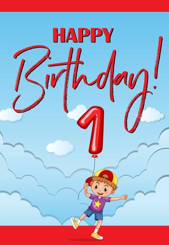 Cartão de feliz aniversário para menino de um ano de idade vetor
