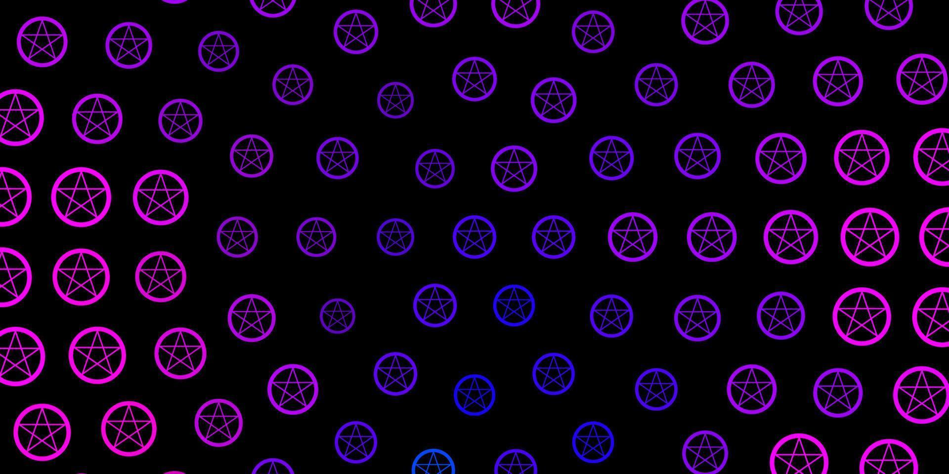 pano de fundo vector roxo e rosa escuro com símbolos de mistério.