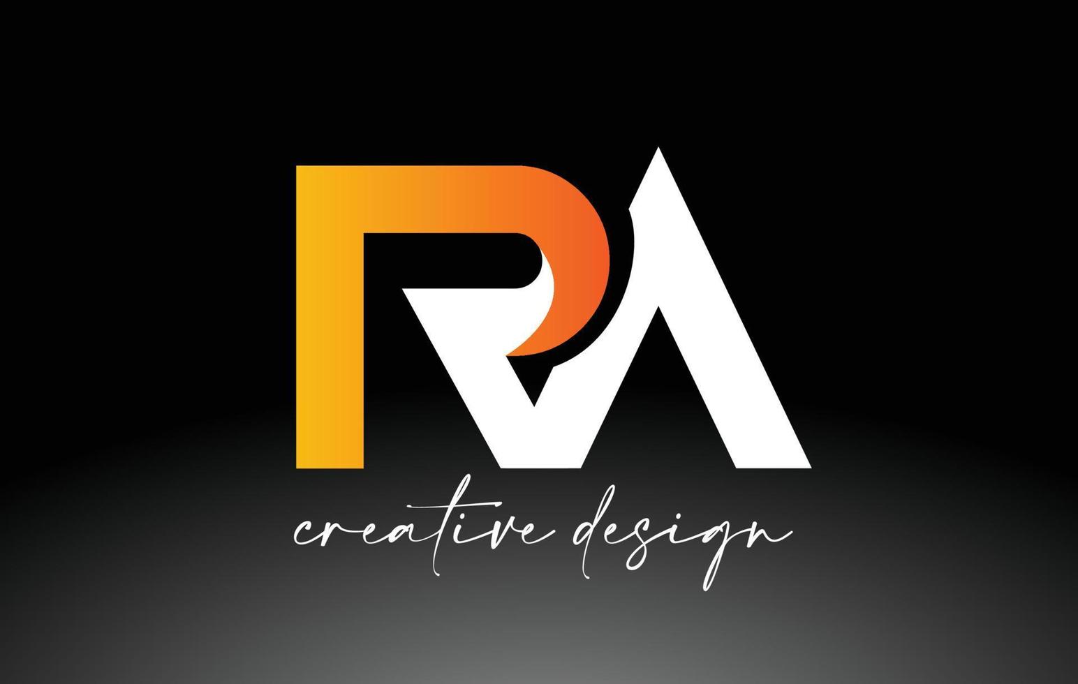 logotipo da letra ra com cores brancas douradas e vetor de ícone de design minimalista