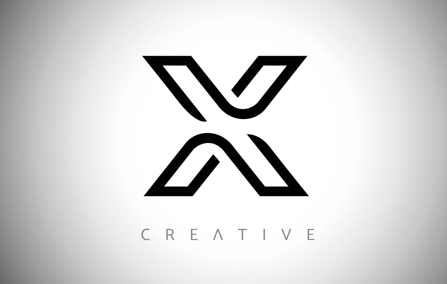 linhas x ícone de monograma de logotipo de letra com vetor de visual moderno e moderno criativo