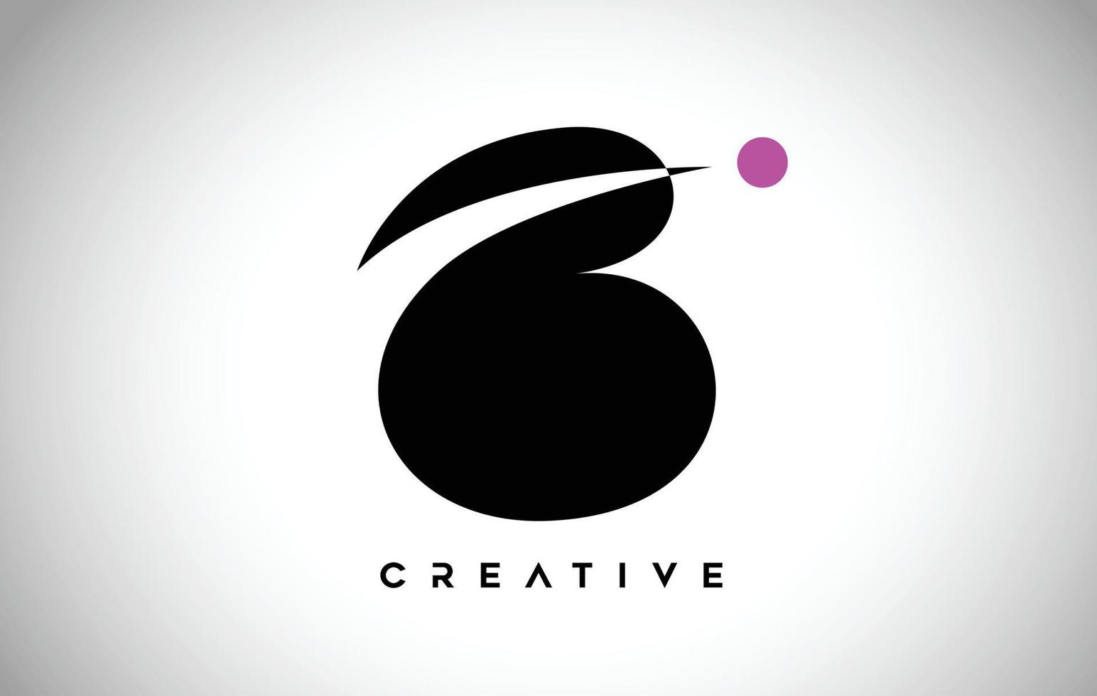logotipo do ícone da letra b com design de espaço negativo e ícone em negrito com ponto roxo vetor