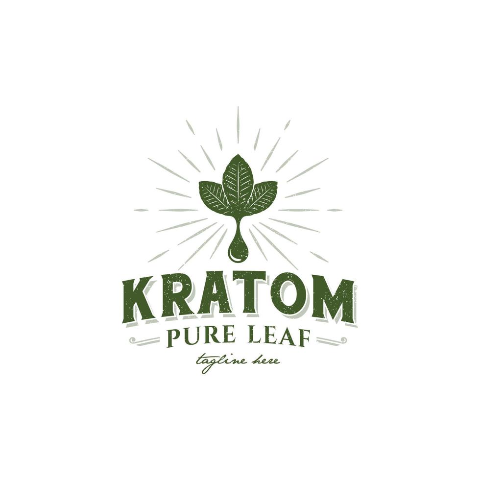 gráfico de vetor de logotipo de ilustração de folha de kratom vintage, bom para logotipo de negócios de kratom