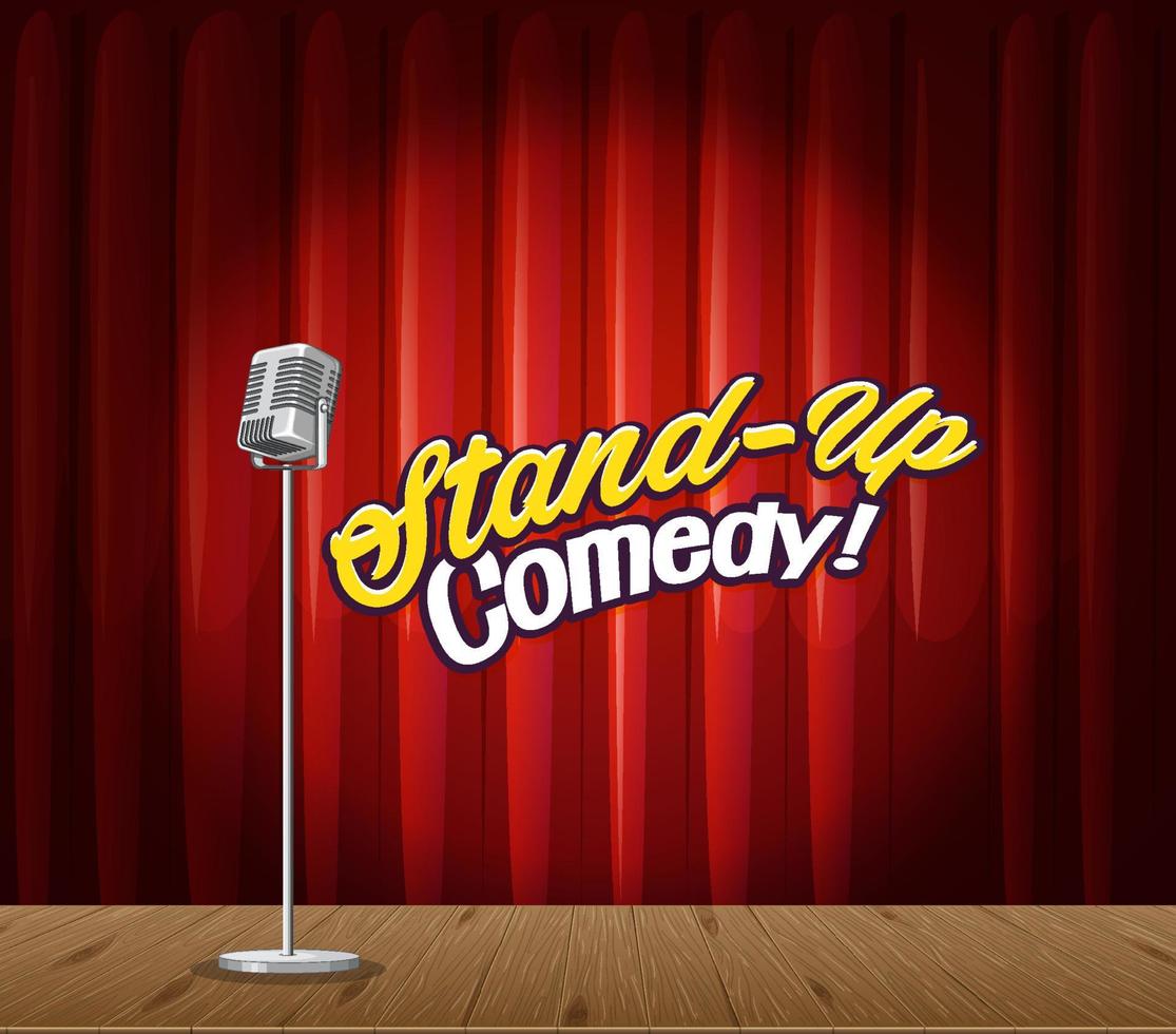 banner de stand up comedy com microfone vintage vetor