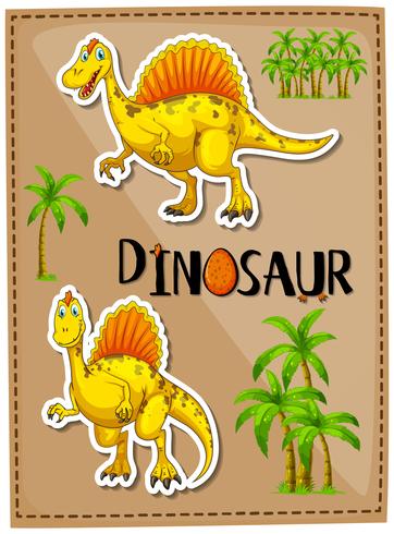 Design de cartaz com dois spinosaurus vetor