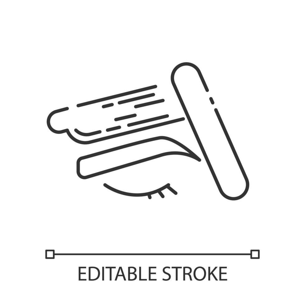ícone linear de depilação de sobrancelha. procedimento de depilação facial feminina. depilação com cera quente suave natural. ilustração de linha fina. símbolo de contorno. desenho de contorno isolado de vetor. traço editável vetor
