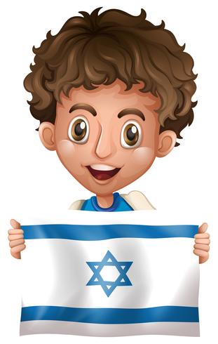 Feliz, menino, com, bandeira, de, israel vetor