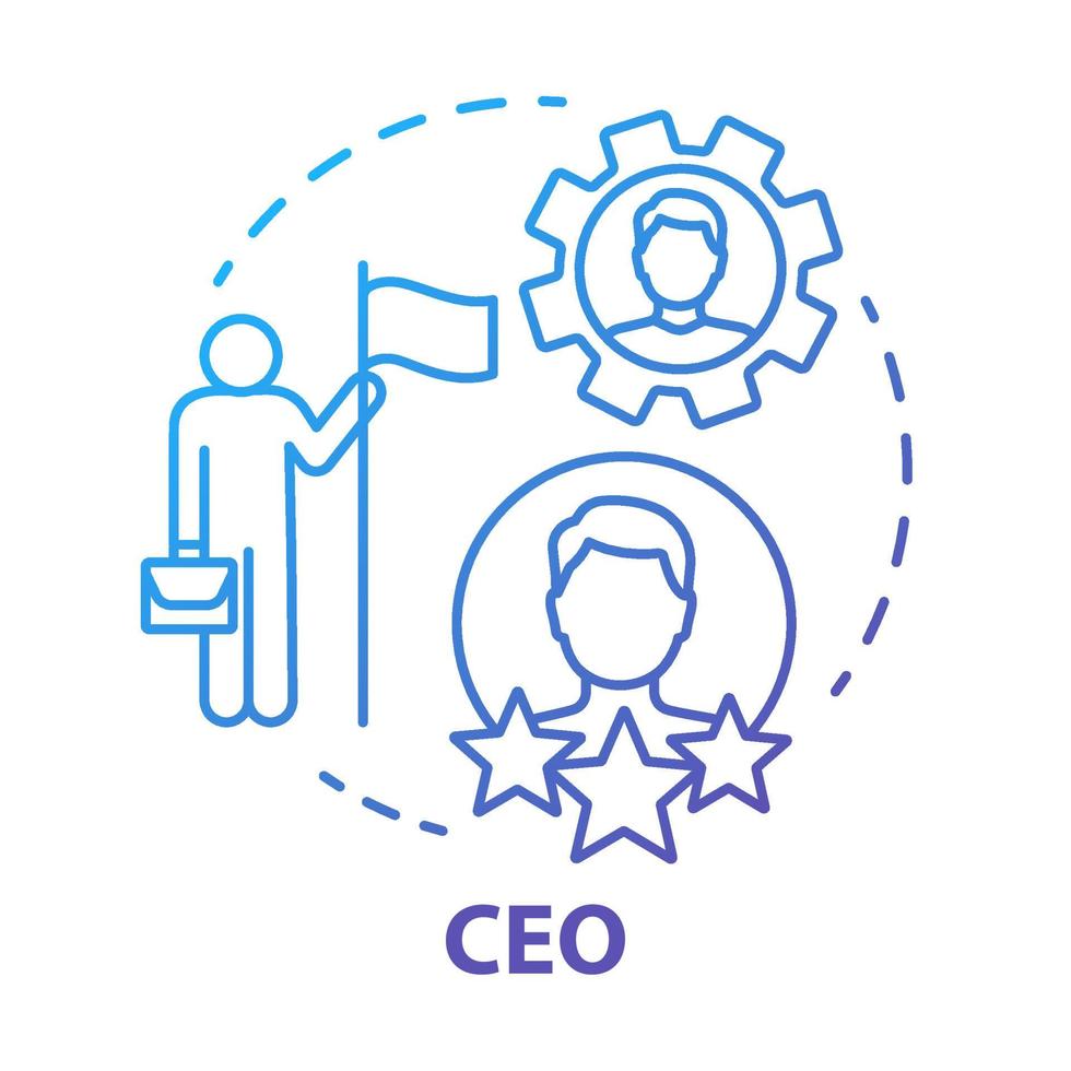 ícone do conceito ceo. executivo-chefe, chefe, ilustração de linha fina de idéia de gerente superior. liderança, crescimento de carreira e realização pessoal. melhor funcionário. desenho de contorno isolado de vetor