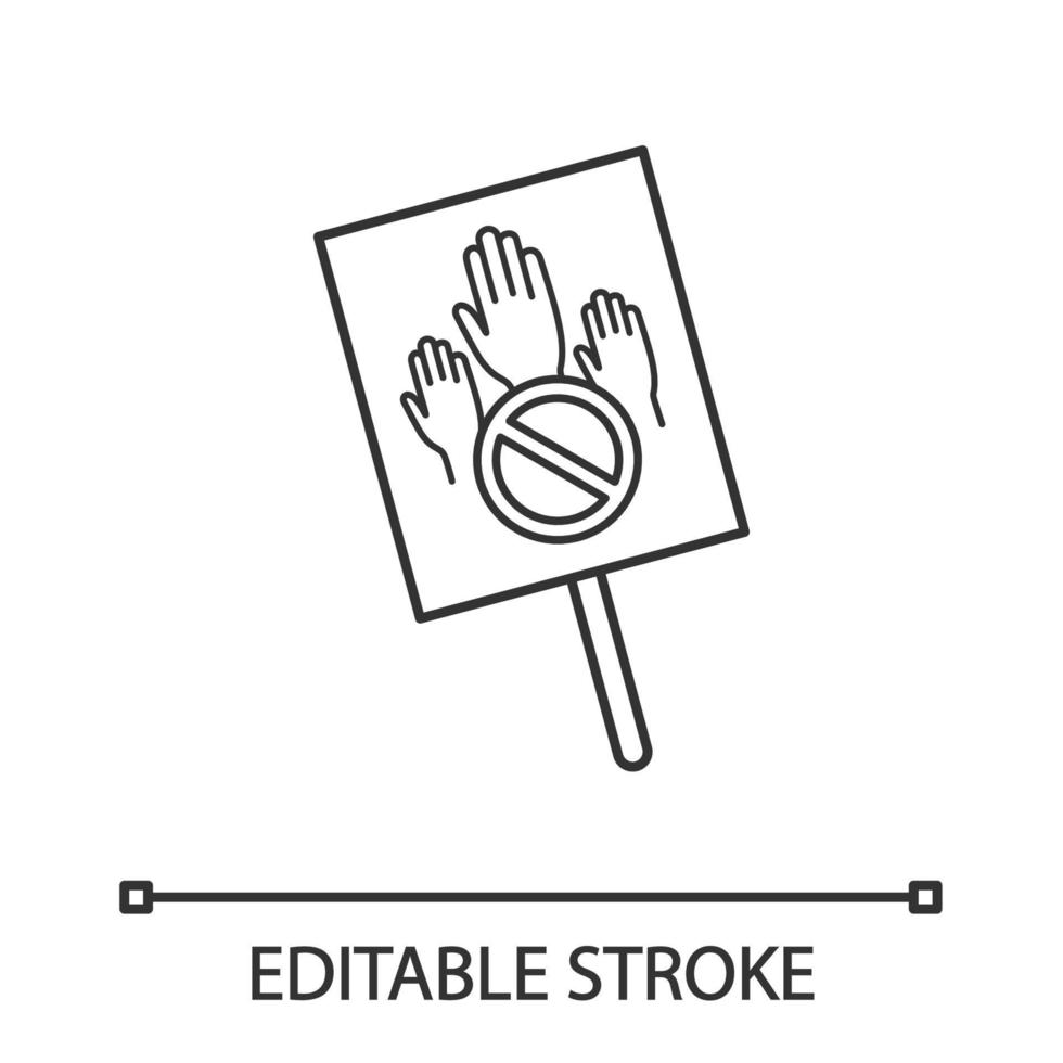 ícone linear de bandeira de protesto. voto de protesto. ilustração de linha fina. abstenção. anti-votação. movimento político ou social. comportamento político. desenho de contorno isolado de vetor. traço editável vetor