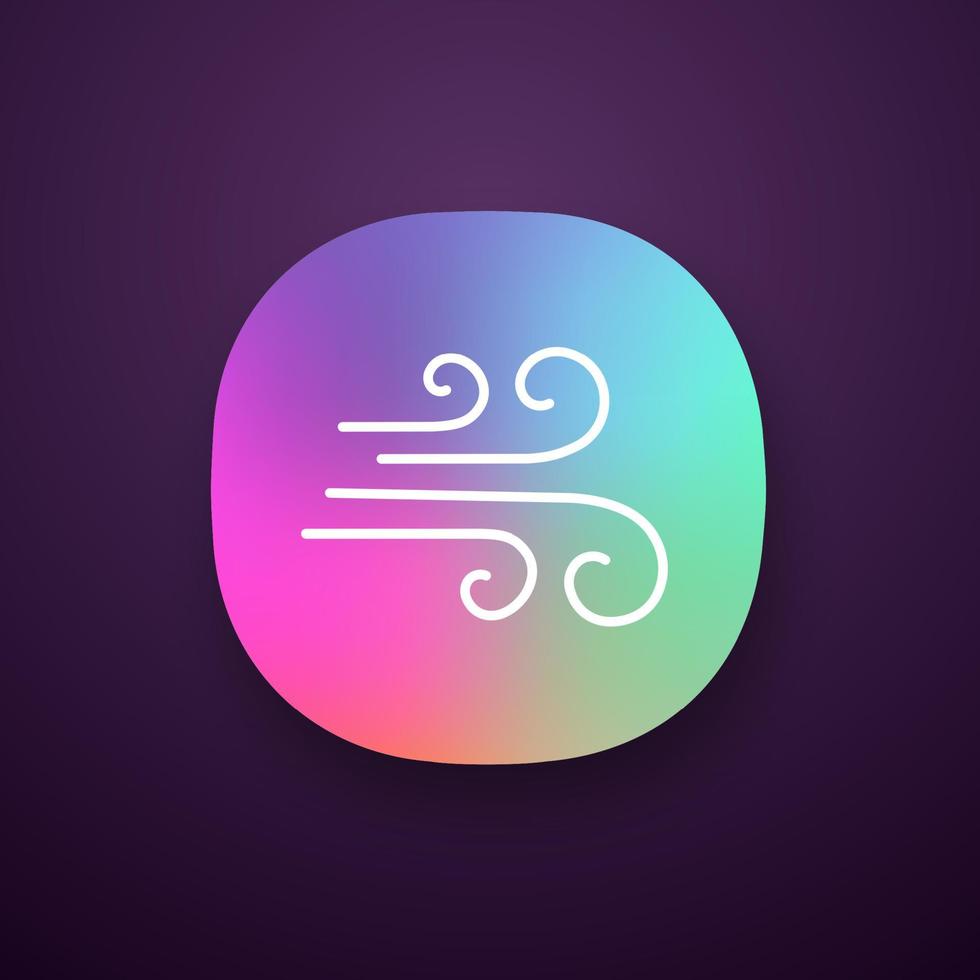 ícone do aplicativo de fluxo de ar. interface de usuário ui ux. vento. Tempo ventoso. ventilação de ar. web ou aplicativo móvel. ilustração vetorial isolada vetor