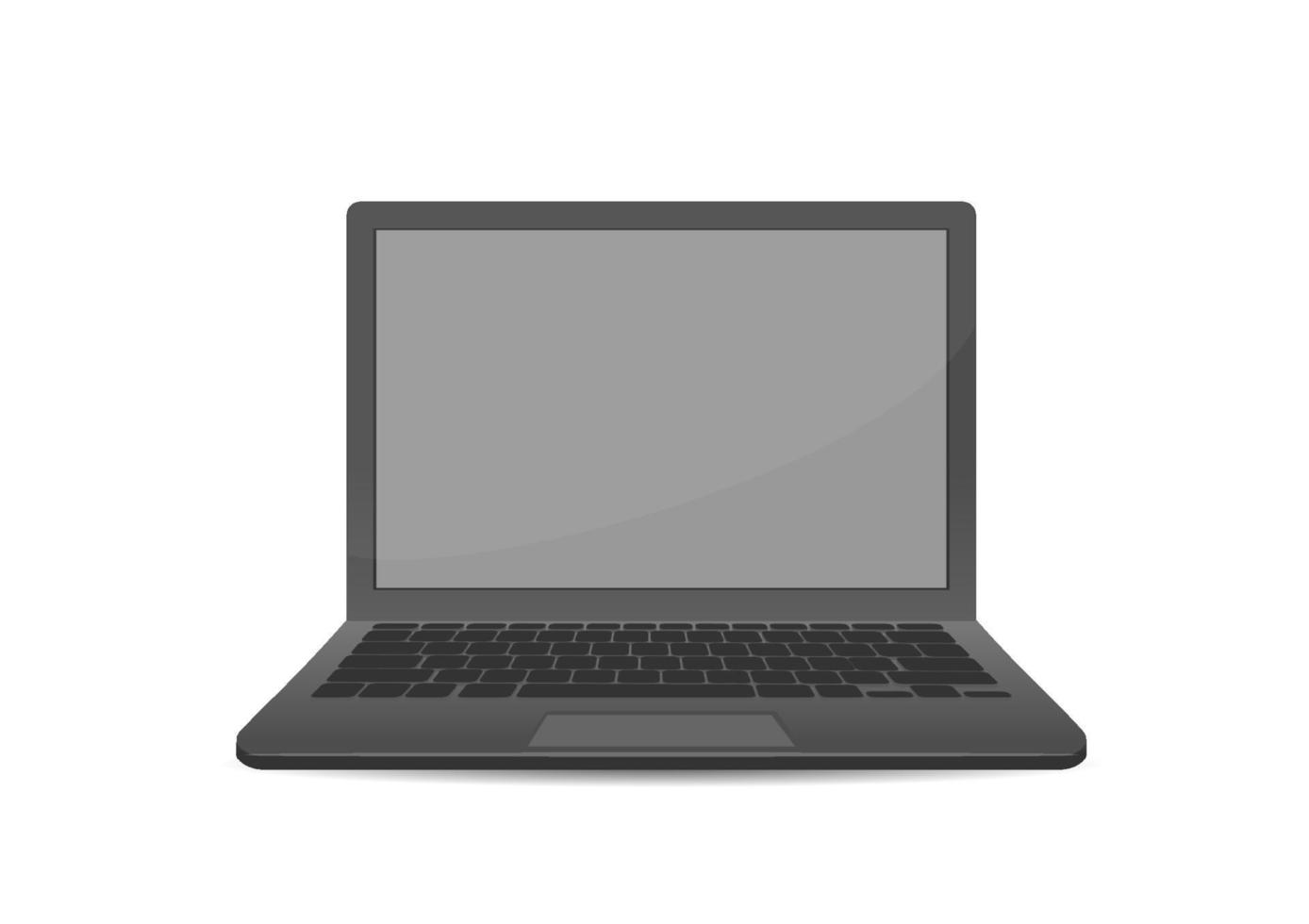 notebook moderno isolado em branco, computador simulado e tela. vetor de exibição de equipamentos de computador