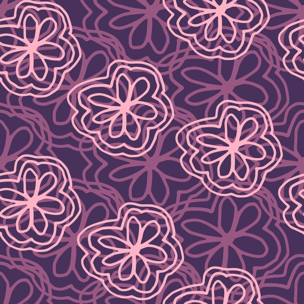 linha arte flor rosa flor sem costura padrão. papel de parede floral romântico, vetor