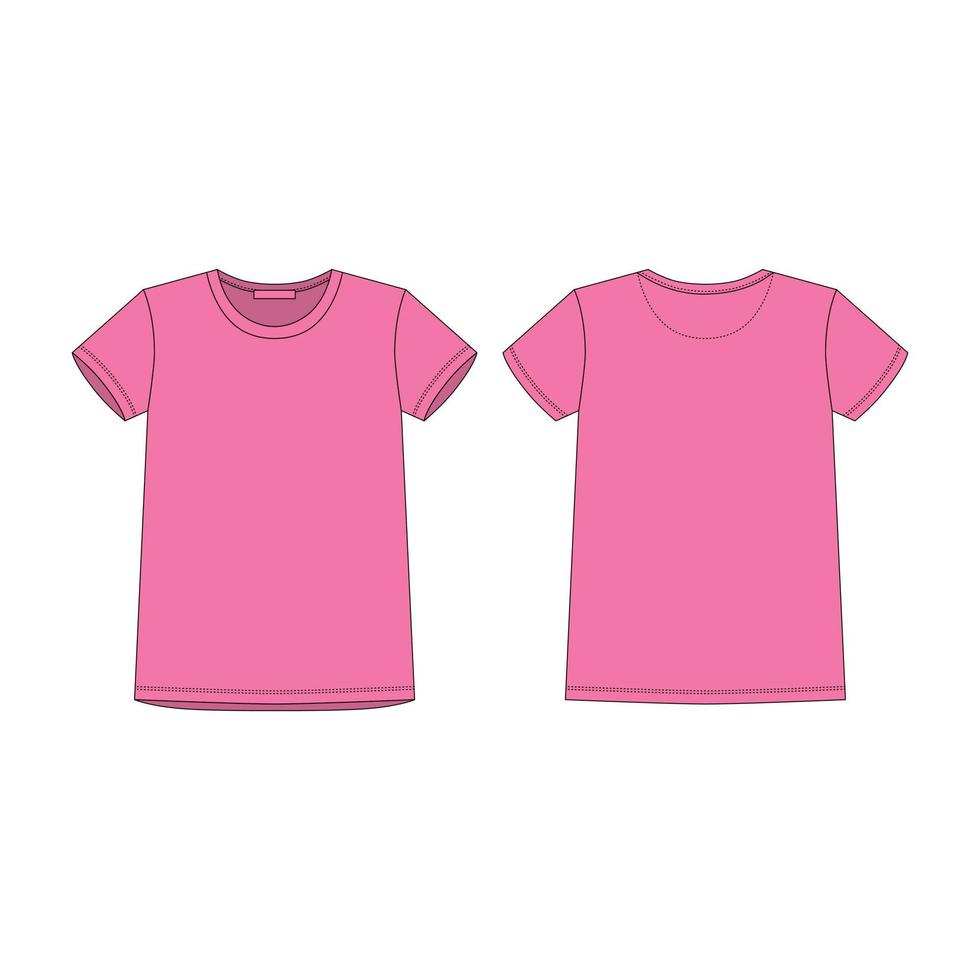 t-shirt na cor rosa para mulheres isoladas no fundo branco. vetor