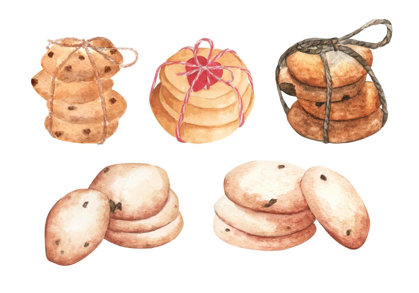 pilha de biscoitos. ilustração em aquarela. vetor