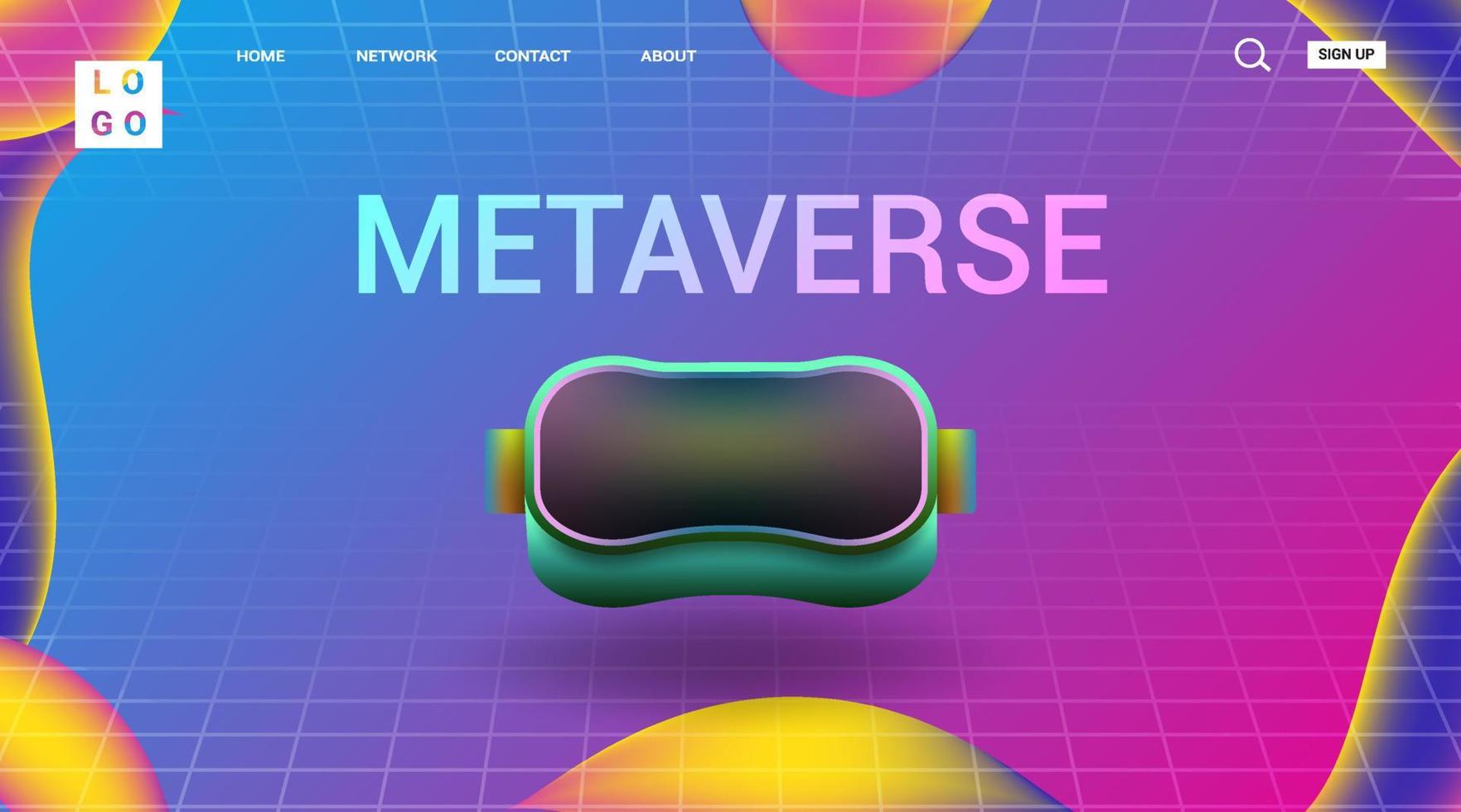 vetor premium do conceito de fundo da página de destino do metaverso de realidade virtual