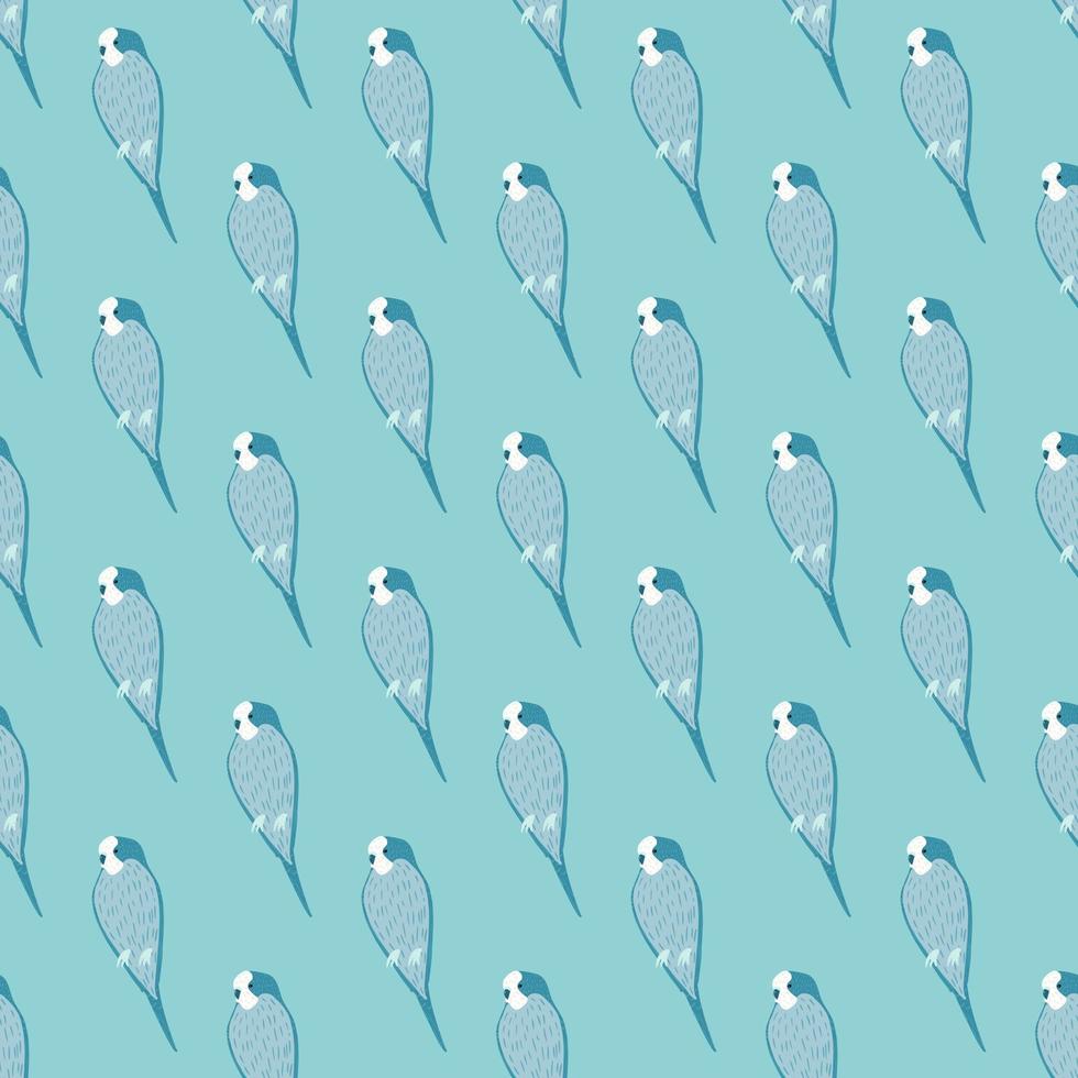 padrão sem emenda de pássaro animal com elementos simples de papagaio. fundo azul. pano de fundo do zoológico tropical. vetor